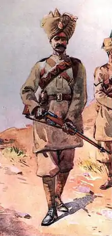 An early 20th century sepoy in the Indian Army, wearing a kurta.