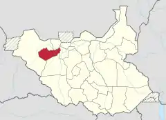 Location of Aweil in South Sudan