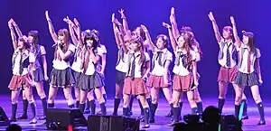 AKB48 performing at the Nokia Theatre in Los Angeles, California, July 2010