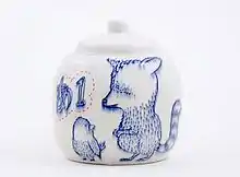 Racoon Jar, Porcelain, 7" x 5" x 5"