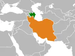 Map indicating locations of Azerbaijan and Iran