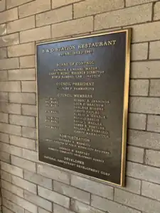 1991 restaurant dedication plaque