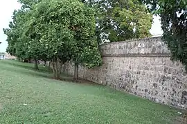 Area of the defensive wall next to where the gate used to be