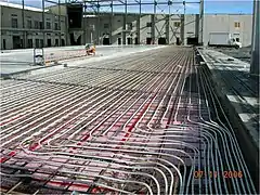 Radiant tubing layout, Project: BCIT Aerospace Hangar, Vancouver, British Columbia, Canada