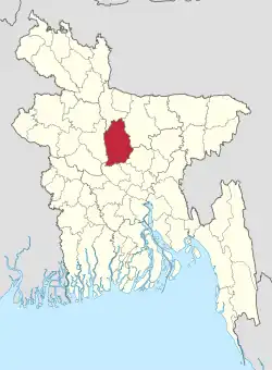 Location of Tangail District in Bangladesh