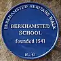 Blue plaque on Berkhamsted School Old Hall