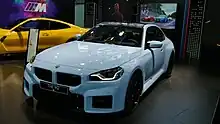 Light blue BMW M2 in the BMW-Welt Munich.