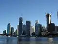 Riparian Plaza and downtown buildings by the Brisbane River