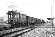 Locomotive No. 2 with a freight train in Konolfingen station.