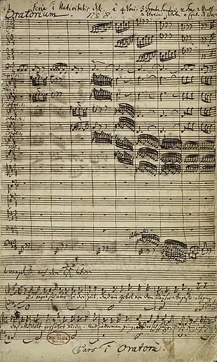 First page of the manuscript of Bach's score