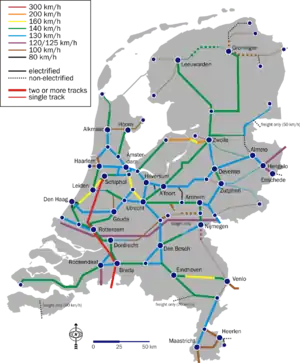 Rail map of the Netherlands