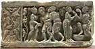 Bacchanalian scene, representing the harvest of wine grapes, Greco-Buddhist art of Gandhara, 1st-2nd century CE.