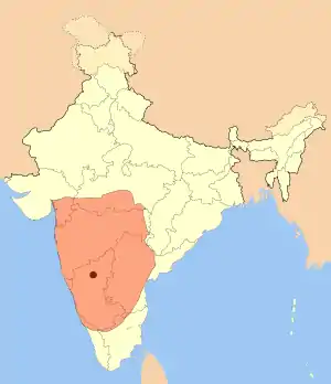 Extent of Badami Chalukya Empire, 636 CE, 740 CE.