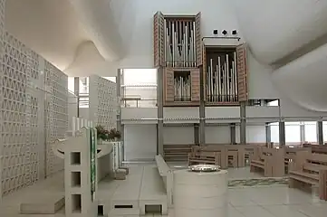 Church interior from ground level