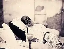 The only extant photograph of the last Mughal Emperor, Bahadur Shah Zafar II, taken along with Robert Tytler, May 1858.