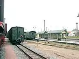 Radebeul Ost station: old goods yard; new waiting room, narrow-gauge wagons