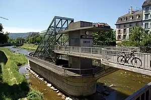 Access to Selnau via this structure in the Sihl river