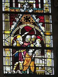 Detail of the Thomas Becket window, Saint-Ouen Abbey, Rouen, with architectural settings