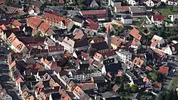 Aerial view of the town center