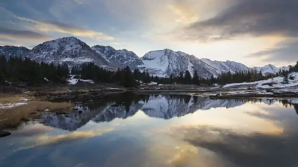 Lychnis Mountain reflected in Baker Lake