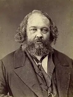 Image 25Russian anarchist Mikhail Bakunin opposed the Marxist aim of dictatorship of the proletariat in favour of universal rebellion and allied himself with the federalists in the First International before his expulsion by the Marxists (from History of socialism)