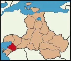 Map showing Burhaniye District in Balıkesir Province