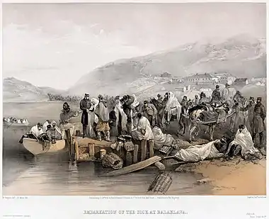 Image 2Crimean WarArtist: William Simpson; Lithographer: Edmond Morin; Restoration: NativeForeignerA tinted lithograph, titled "Embarkation of the sick at Balaklava", shows injured and ill soldiers in the Crimean War boarding boats to take them to hospital facilities. Modern nursing had its roots in the war, as war correspondents for newspapers reported the scandalous treatment of wounded soldiers in the first desperate winter, prompting the pioneering work of women such as Florence Nightingale, Mary Seacole, Frances Margaret Taylor and others.More selected pictures