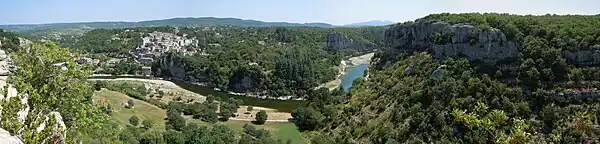 View of the Ardèche river at Balazuc.