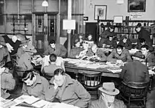 American and Australian soldiers in the reading room of the Ballarat Mechanics' Institute in 1942