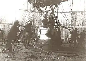 S. A. Andrée's balloon before takeoff on July 11, 1897.