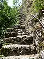 Narrow staircase leading up to the castle