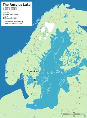 Ancylus Lake about 9500–8000 years ago