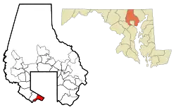 Location of Lansdowne in Maryland