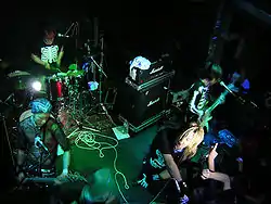 Balzac performing at B72 Club in Vienna, Austria, 2005. Clockwise: Atsushi, Hirosuke, Akio and Takayuki.