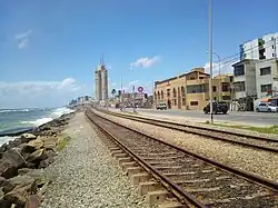 Railway tracks running along Marine Drive, Bambalapitiya