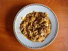 Kilawin na pusô ng saging, a Filipino dish using banana flowers