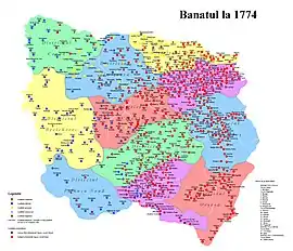 Ethnic map of Banat in 1774