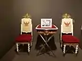 Chairs occupied by King Bhumibol Adulyadej and Queen Sirikit during their visit to Nakhon Ratchasima Province on 2 November 1955