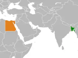 Map indicating locations of Bangladesh and Egypt