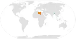 Map indicating locations of Bangladesh and Libya