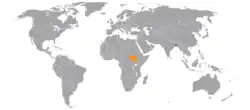 Map indicating locations of Bangladesh and South Sudan