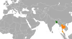 Map indicating locations of Bangladesh and Thailand