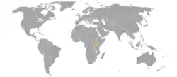 Map indicating locations of Bangladesh and Uganda