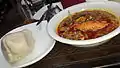 Banku with okro 'okra' stew and crab