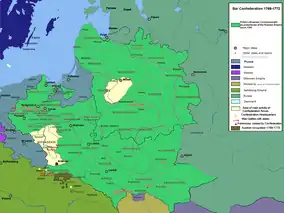 Map showing area of the Bar Confederation conflict