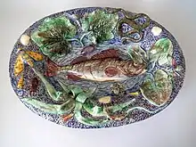 Wall plate, c. 1890, coloured lead glazes Palissy majolica, Barbizet, France, ultra-naturalistic in style.