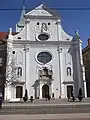 Church of Saint Anthony of Padua, Baroque front facade from Main Street