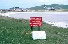 Barra Airport, with plane on final approach