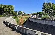 Barron Creek at West Bayshore Road, where it turns to the southeast (parallel to US 101 south) toward its confluence with Adobe Creek