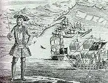 Image 14Bartholomew Roberts was the pirate with most captures during the Golden Age of Piracy. He is now known for hanging the governor of Martinique from the yardarm of his ship. (from Piracy)